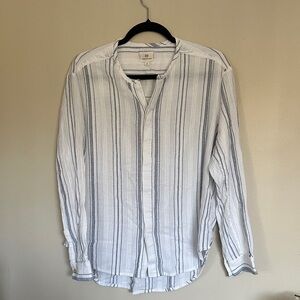 Ag Adriano Goldschmied White and Blue Striped Shirt
